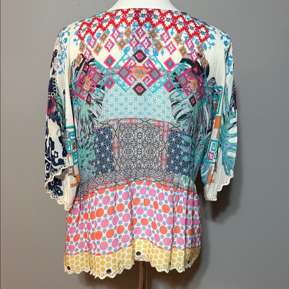 EUC Johnny Was Multicolor Floral Blouse Top - Size Large - Picture 4 of 10